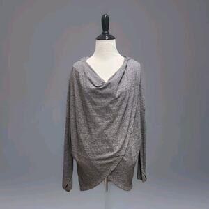 Athleta Purana Wrap Sweatshirt Hoodie Pockets Thumbholes Grey XS